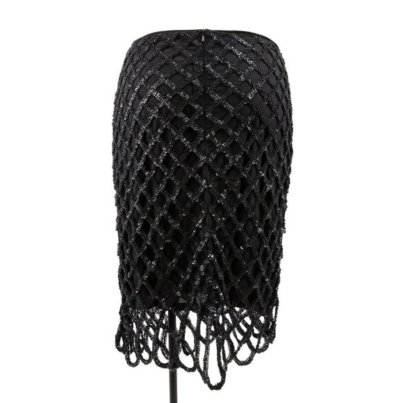 Vintage Y2K Anthro 6 Fishnet Sequin Skirt Black - Picture 4 of 8